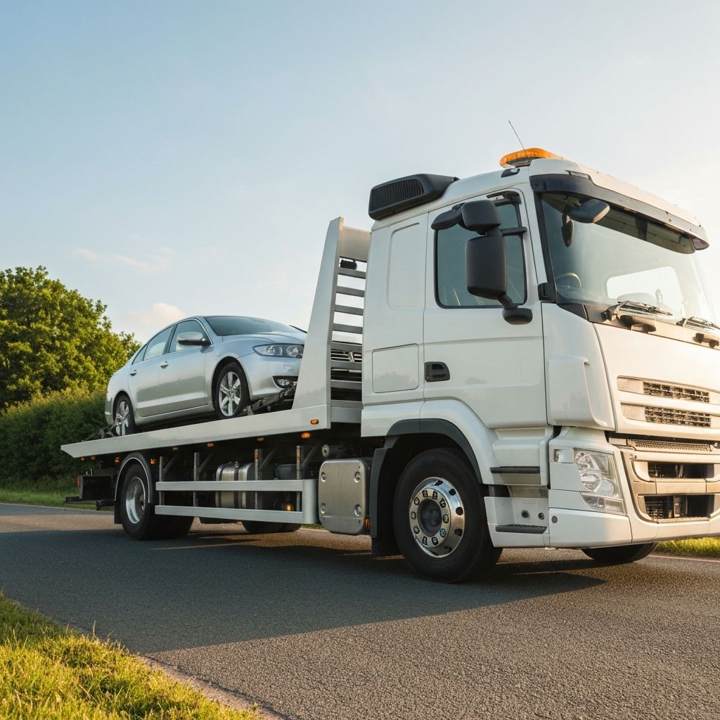 MyHerro recovery truck loading a vehicle on a UK road